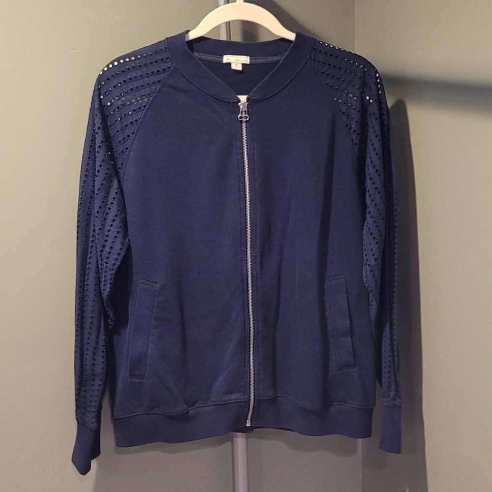 Gap Navy Sweater With Eyelet Sleeves